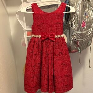 American Princess Red Lace Dress with Bow